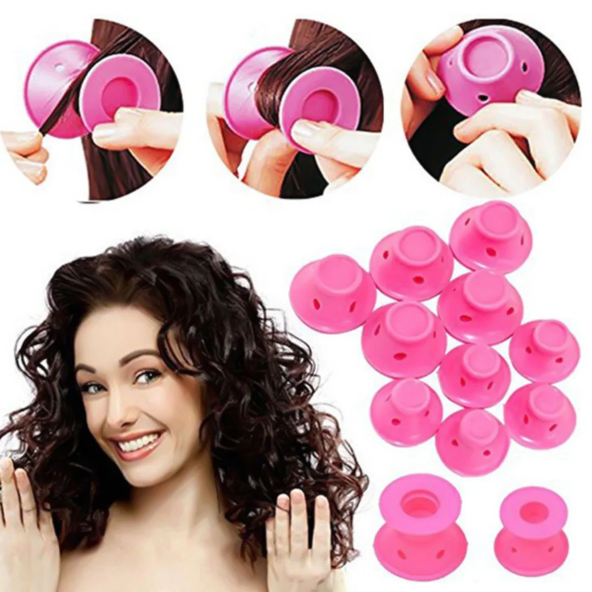 2/10/20/40pcs Rubber Hair Curlers Silicone Heatless Hair Rollers For Women Hairdressing Salon Hair Curler DIY Hair Styling Tools