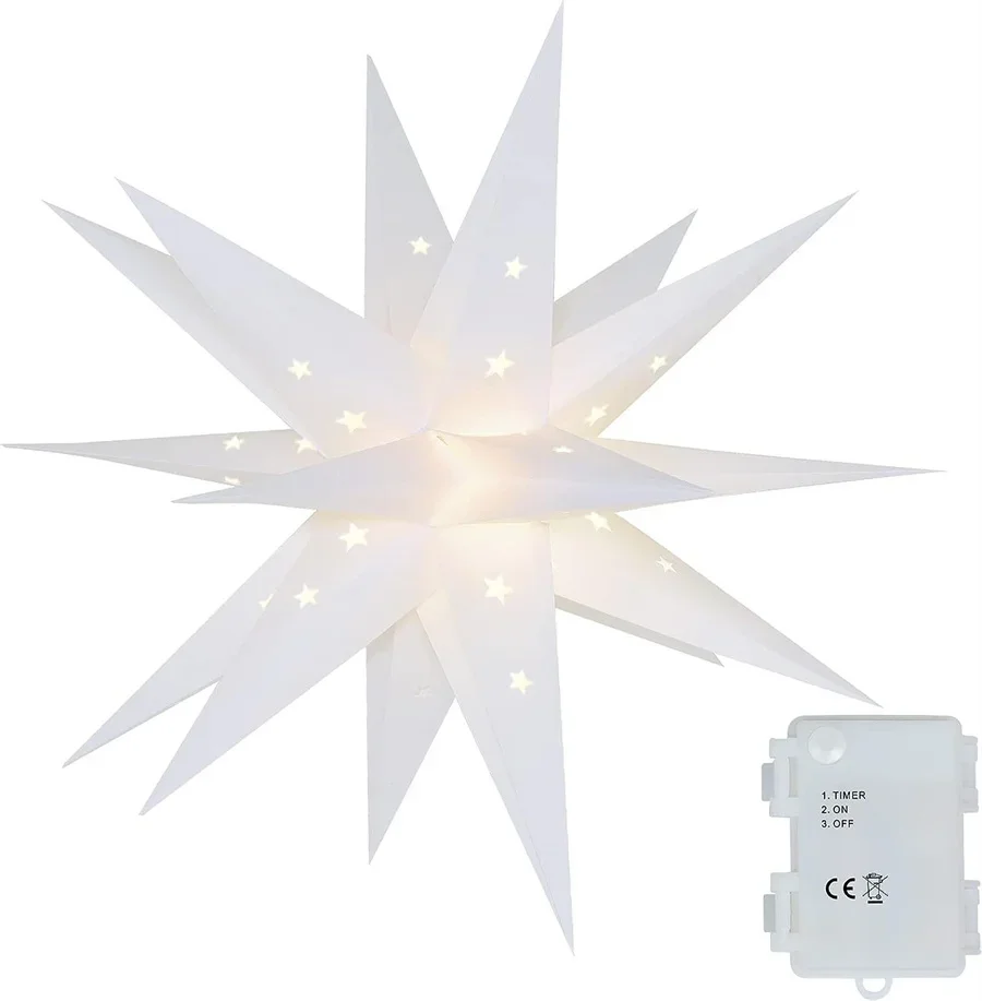 35/58CM Large 3D Moravian Star Light Christmas Tree Topper Star Hanging Garland Light Outdoor Party Xmas Holiday Star Light