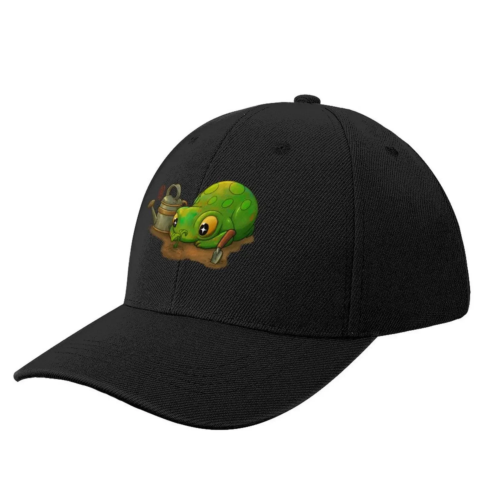 

cute frog looking at sprouting plant from garden beginning of spring Baseball Cap beach hat Golf Dropshipping Men Women's