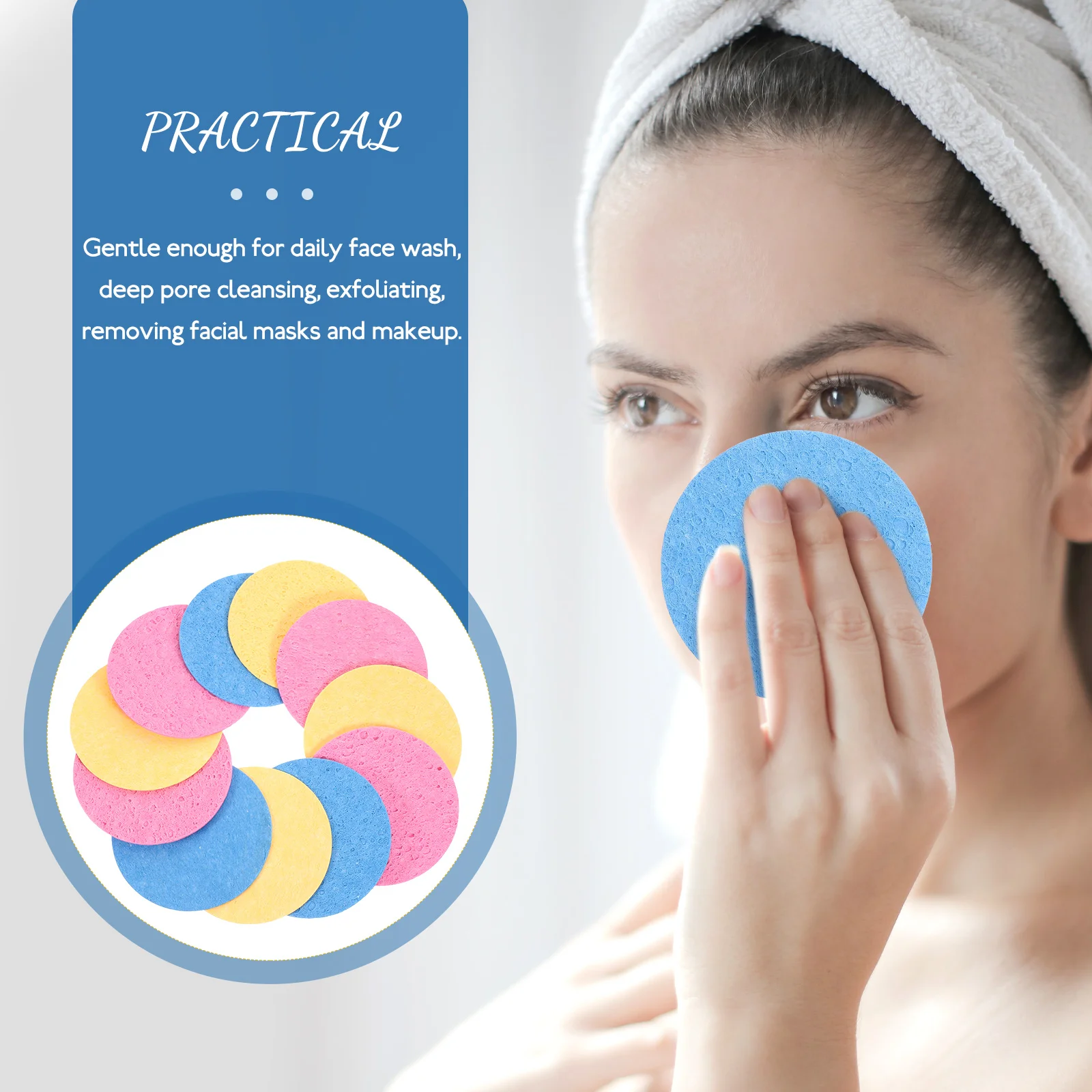 

30pcs Cleansing Facial Sponge Cellulose Exfoliating Makeup Removal Powder Puff Natural Wood Pulp Skin Care Sponge For Face Wash