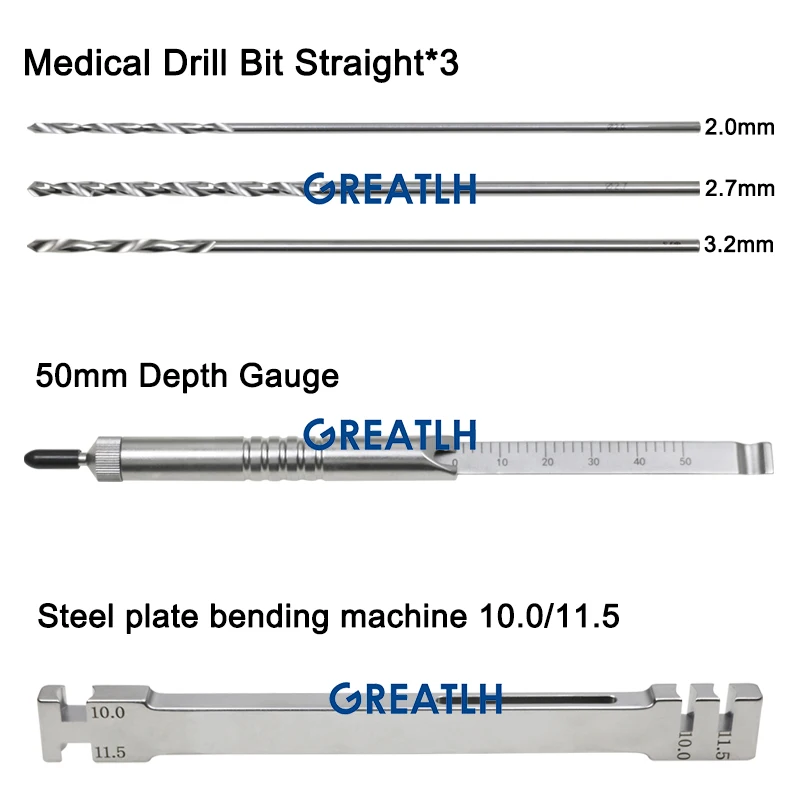 GREATLH ALPS Titanium Locking System Medical Bone Drill Bits Bone Screws Orthopedics Veterinary Instruments Set