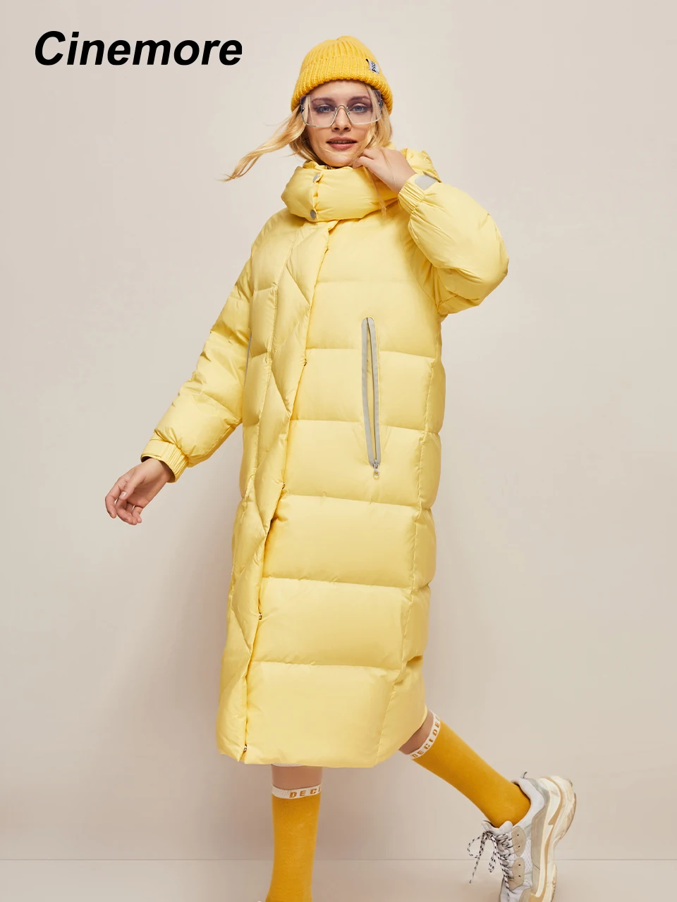 Cinemore Donsjack Vrouw Winter 2022 Lange Koude Warme Staande Kraag Capuchon Casual Parka Vrouwen Witte Eend Donsjack y22510