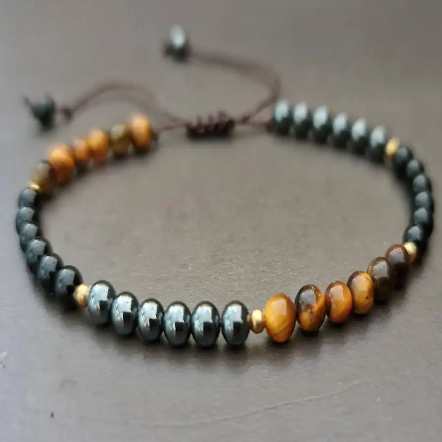 

Handmade natural stone bead bracelet,men's cuff button bracelet,Ramadan prayer bead,women's meditation,holiday gift,daily wear