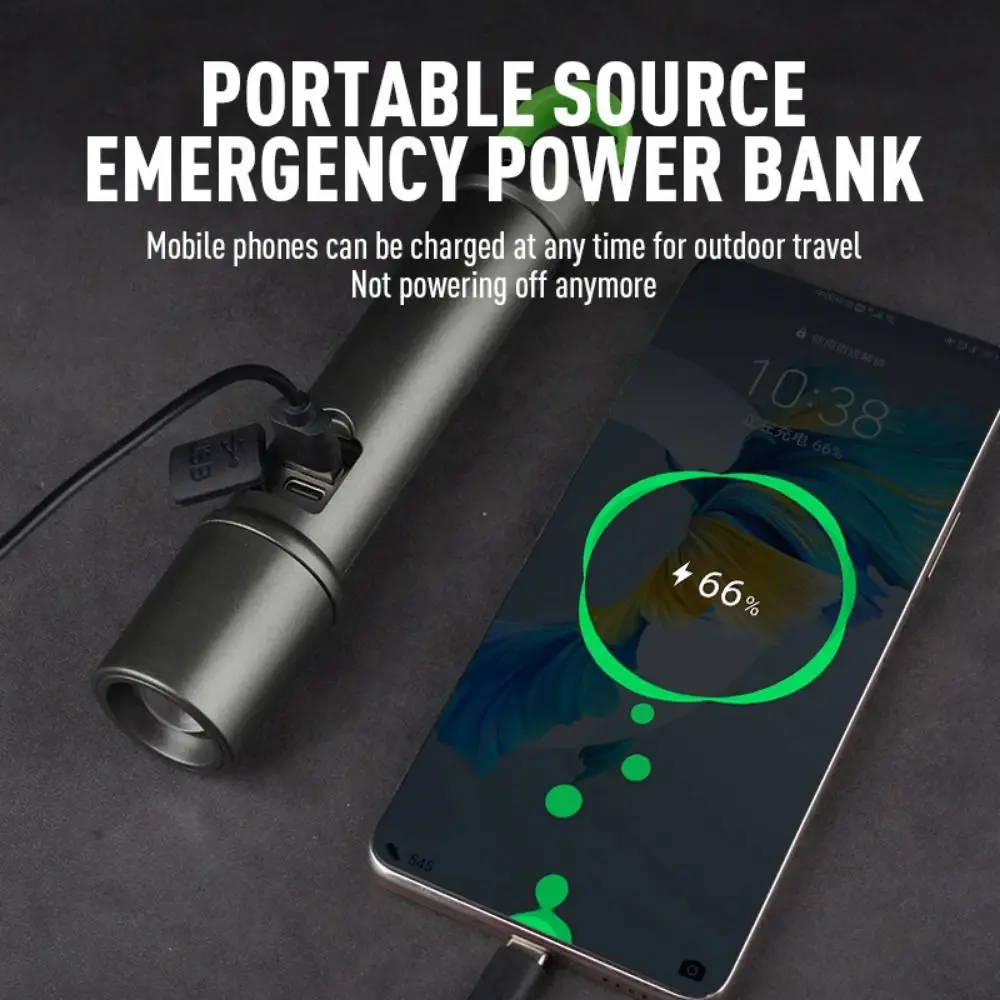 With Side Lamp Strong Light Flashlight Portable Hook Rechargeable Outdoor Small Flashlight Convenient Waterproof Camping Lamp