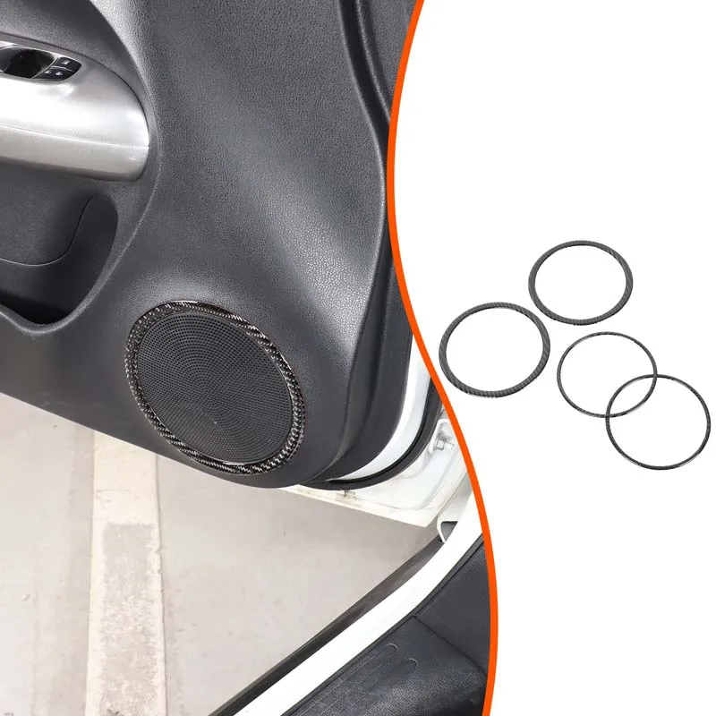 

For 2011-2019 Nissan JUKE Infiniti ESQ Soft Carbon Fiber Car Inner Door Horn Trumpet Speaker Ring Trim Sticker Accessories