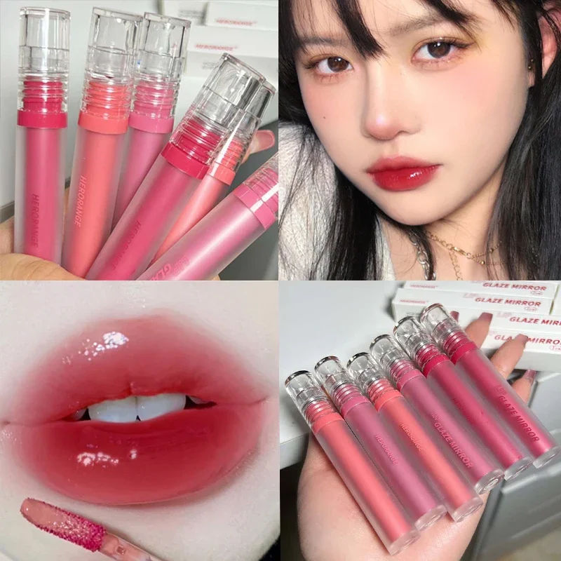 Wasserdichter Spiegel wässriger Lip gloss 6 Farben dauerhaftes transparentes Gelee nackt rosa flüssiger Lippenstift Womon Beauty Make-up Lippen kosmetik