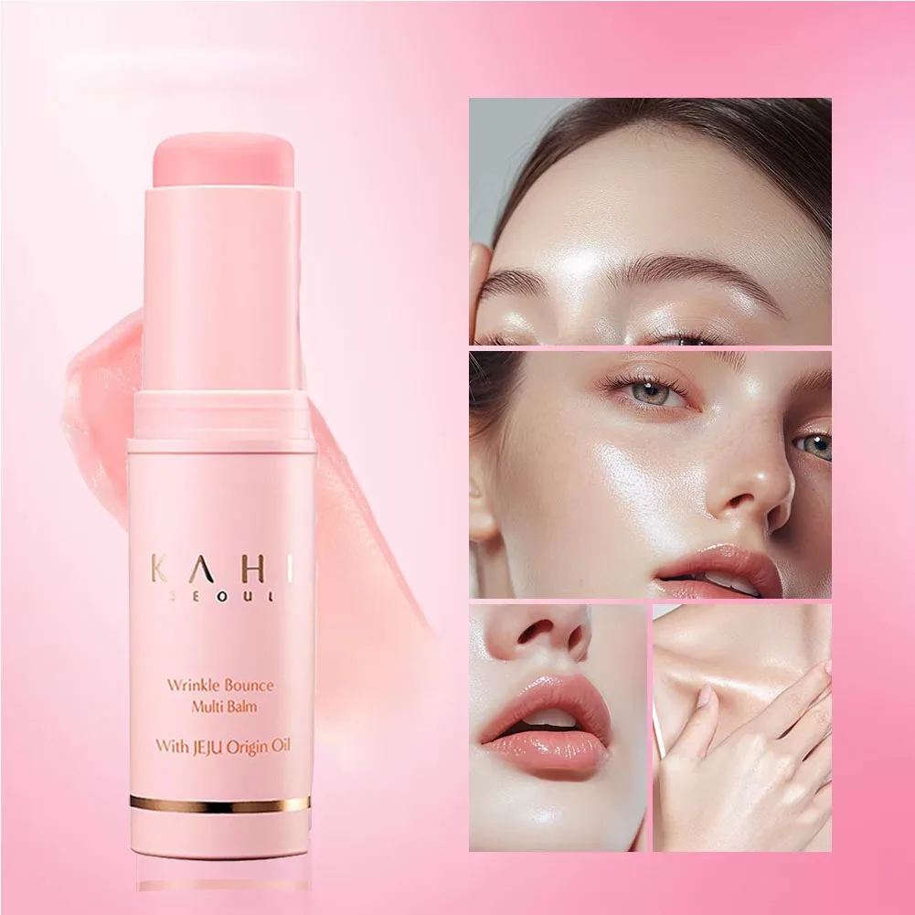 Bálsamo Multiusos Coreano Bounce Wrinkle Bounce, Crema Hidratante para Rostro, Ojos y Cuello, Base de Maquillaje y Bálsamo Humectante en Barra