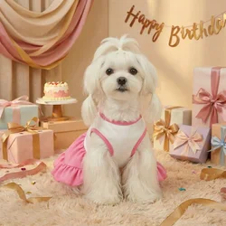 Vestido perro cumpleaños con estampado cupcakes rosa blanco