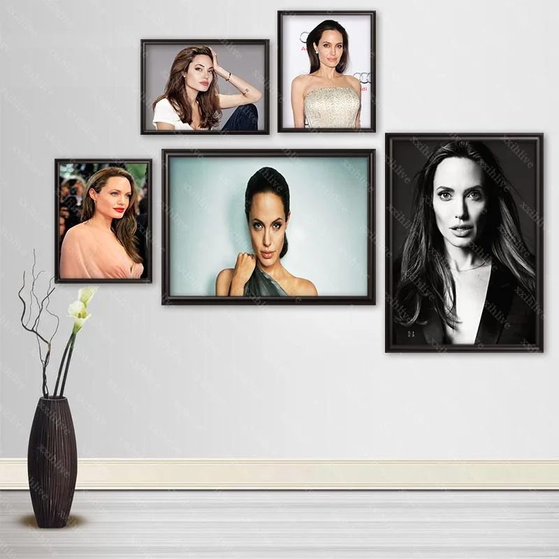 Canvas Painting Actress Wall Art Angelina Jolie Posters And Prints Wall Pictures For Room Decoration Home Decor Customizable