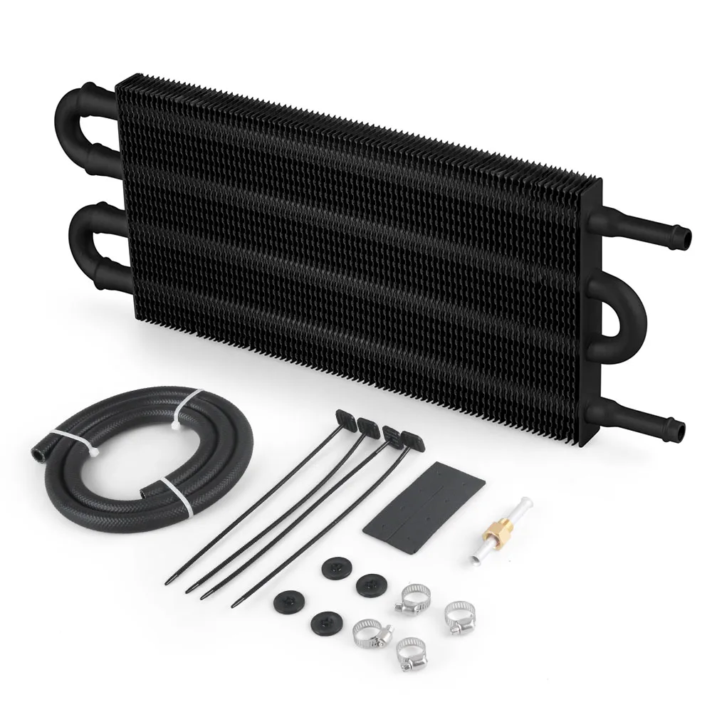 

5/16" Transmission Oil Cooler 4 Pass Tube and Fin Cooler Kit Universal Aluminium