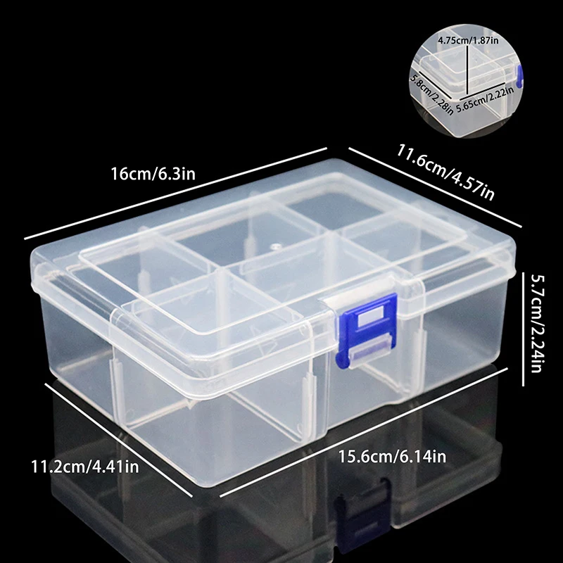 1PC Plastic 6-Grid Plastic Box Removable Storage Box For Tools Jewelry And Fishing Gear Desktop Storage Box