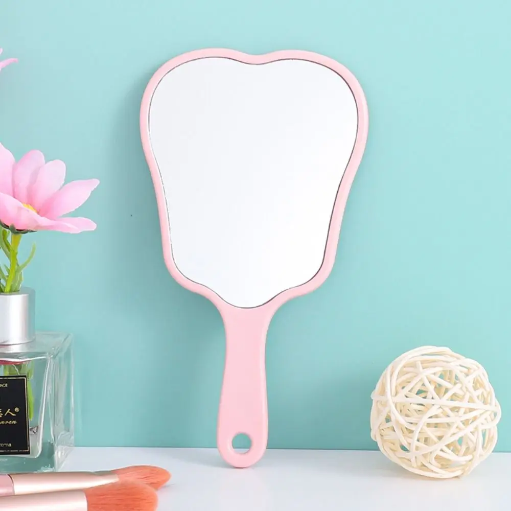 Durable Plastic Tooth-shaped Mirror High-definition Lightweight Handheld Sector Mirror Mini Portable Makeup Mirror Women