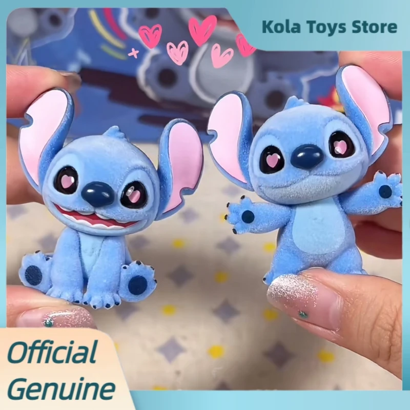 Mini caja ciega de la serie esponjosa de Stitch, figura flocada, lindo cachorro de humor, modelo de figura de Anime, muñecas, caja misteriosa, juguetes para coleccionar, regalo