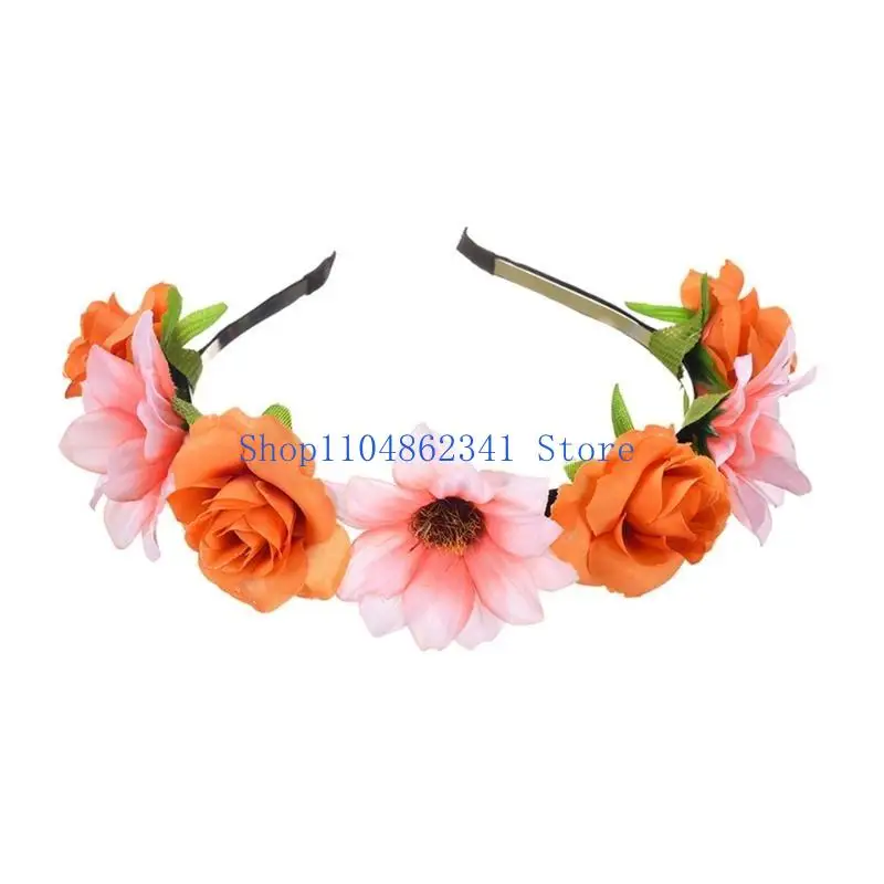 5ASD عباد الشمس ترافعة الشعر ملحقات الرأس الزخرفية للنساء الأطفال التقاط الصور الدعائم Hairhoop للحفلات والتجمعات #1