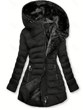 

Stylish Women Coat, Hooded Slim Fit Coat, Waist Cinched Mid Length Coat, Warm Quilted Cotton Padded Insulated Fashion Jacket