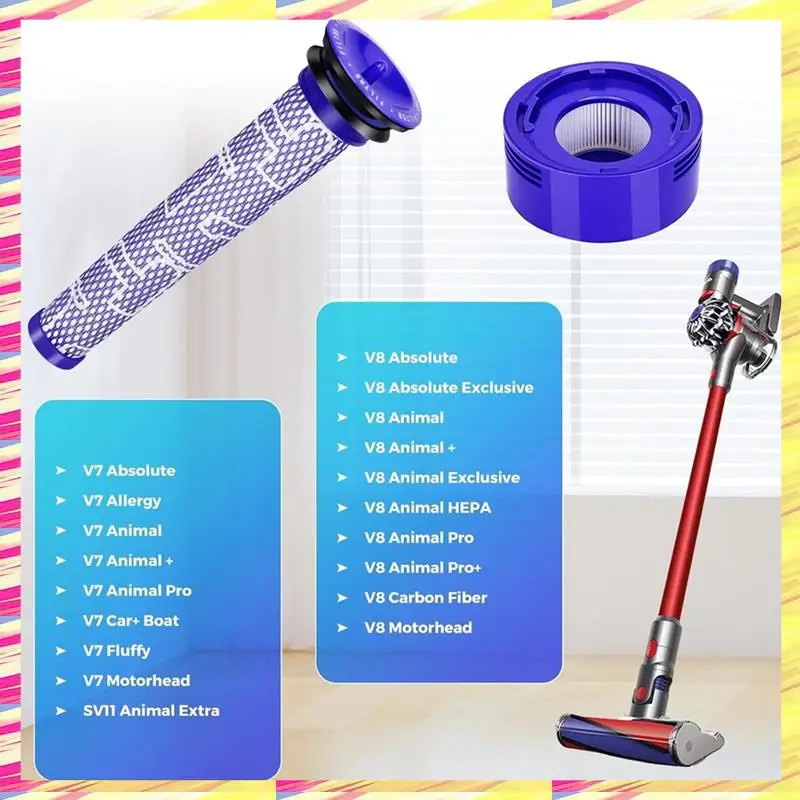 

Комплекты вакуумных фильтров ABJJ для постфильтров Dyson V8 V7 HEPA, предварительных фильтров, заменяет детали 965661-01 и 967478-01