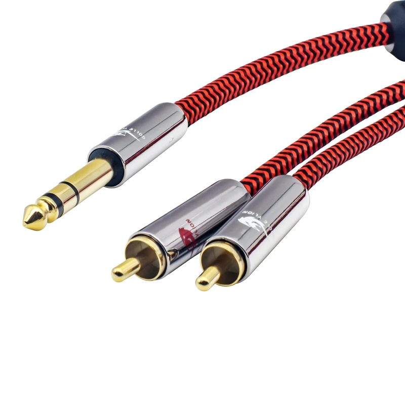 Kabel Audio Premium Stereo 6.35mm do 2 RCA Mixer AMP 1/4 Cal TRS Jack do podwójnej osłony RCA OFC kabel 1M 2M 3M 5M 8M