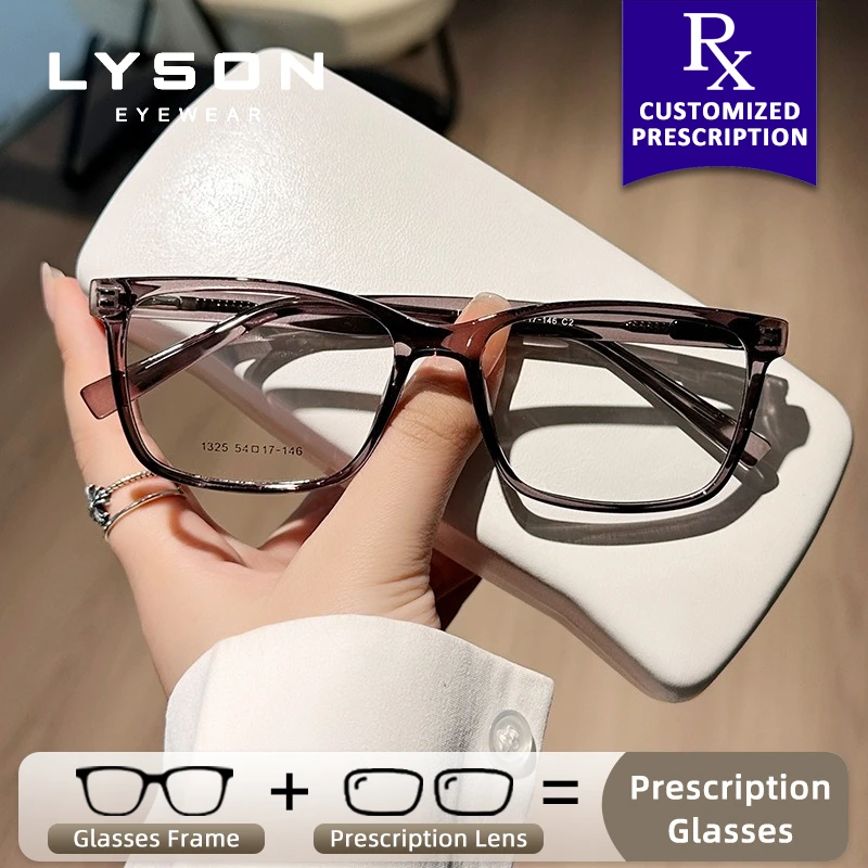 

LYSON Textured Rectangle Prescription Glasses Women Anti Blue Light Glasses Anti-Reflective Customized Optical Eyeglasses Frame