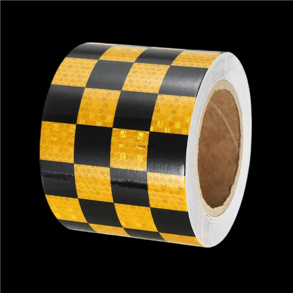 10CM*5M Waterproof Reflective Stickers Yellow-Black Self-Adhesive High Visibility Caution Warning Safety Tape For Car Motorcycle