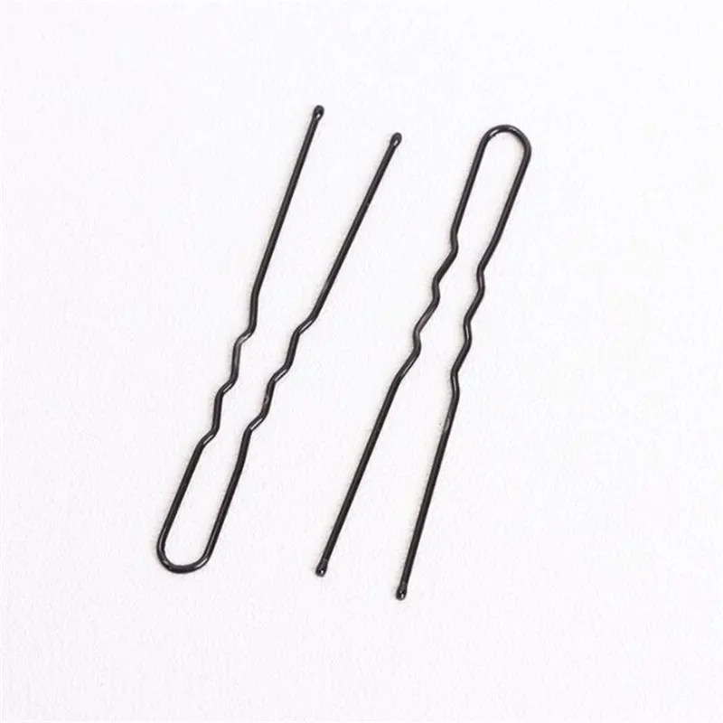 50pcs 6CM Hair Waved U-shaped Bobby Pin Barrette Salon Grip Clip Hairpins Black Metal Hair Accessories For Bun