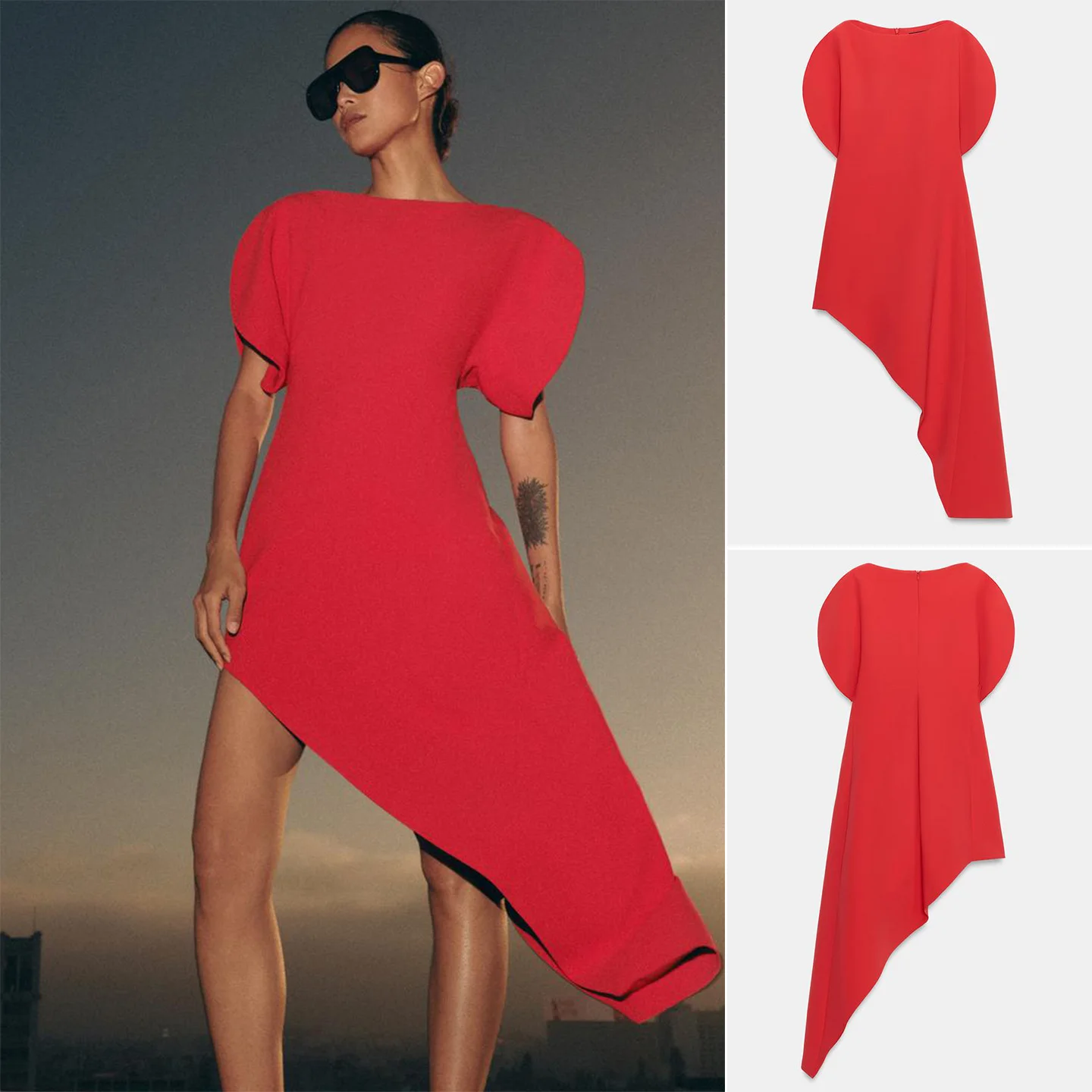 

Новое летнее женское платье для музыкального фестиваля, короткое, с рукавами-фонариками, на одно плечо, с асимметричным подолом, миди, повседневное, приталенное, с круглым вырезом