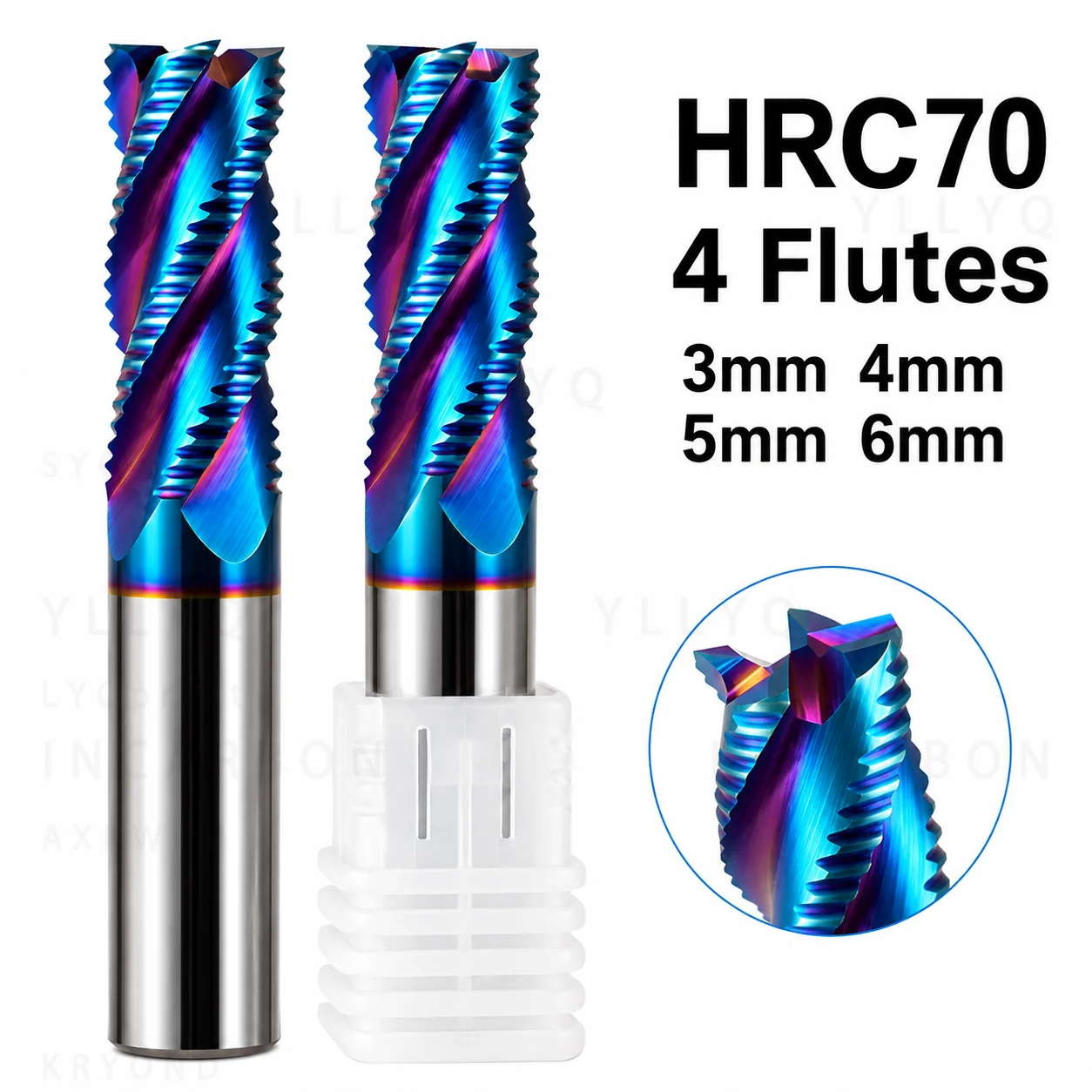 HRC70 Carbide 4 Flute Roughing End Mill Tungsten Steel Coated CNC Milling Cutter for Steel Stainless Steel Machining Tool
