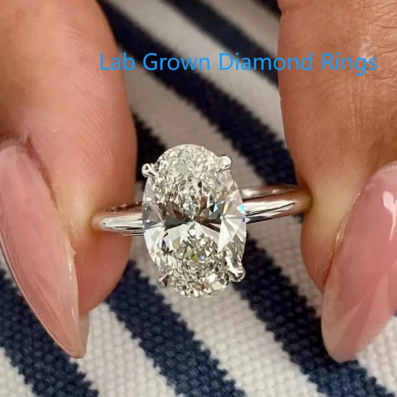 

3Ct Oval Cut IGI Certified CVD HPHT Lab Grown Diamond DEF VS-VVS Solitaire Ring Solid Platinum 950 Diamond Wedding Ring For Lady