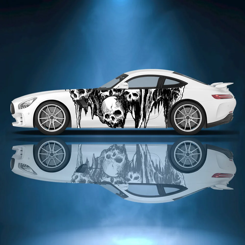 

Thorny Surround Skull Head Car Vinyl Wraps Decal Self-adhesive PVC Sticker Suitable for Trucks SUV Decoration Auto Accessories