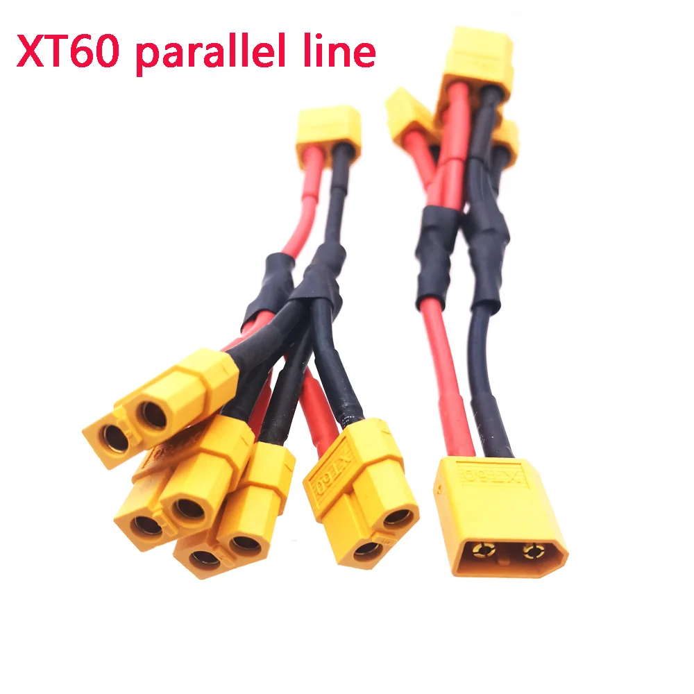 XT60 Parallel Batteriestecker 14AWG1 Plug to 4 Socket Cable Dual Extension y Splitter Silicone Wire to Increase Battery Capacity