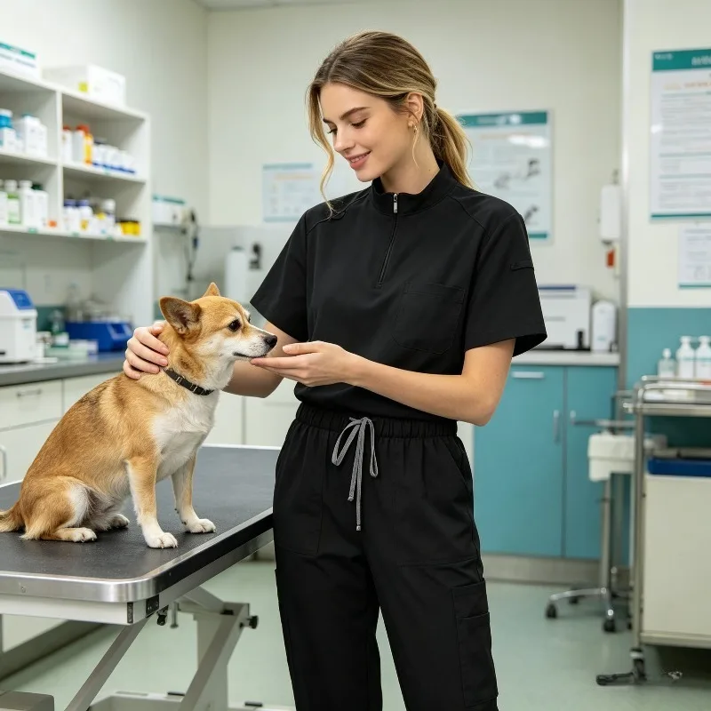 Stand Up Collar Zipper Straight Leg Pants Surgical Gown Solid Color Hand Washing Gown Doctor Nurse Operating Room Work Uniform