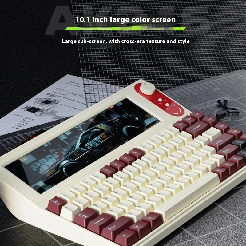 

Ajazz Akp846 Wired Mechanical Keyboard With Screen Programming Custom Drive Color Screen Office Game Esports Good Feel