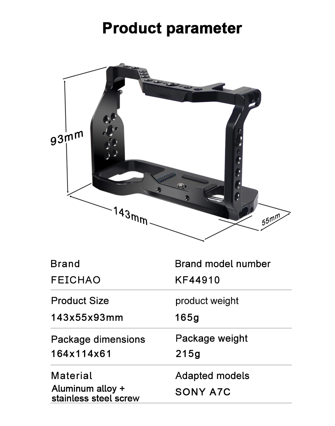 BGNing A7C2 A7CII A7CR Schnellwechselplatte L-Halterung Holzgriff Vollständige Abdeckung Kamerakäfig für Sony A7C SLR Handgriffhalter – Detail 21