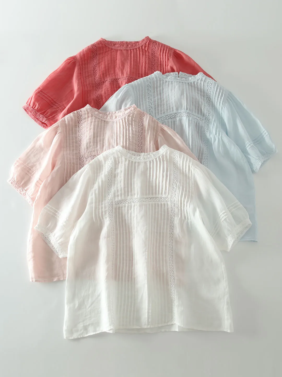 

Новая летняя женская блузка из чистого льна с кружевными вставками, свободного кроя, с круглым вырезом, универсальная, прохладная, тонкая, из тонкой ткани