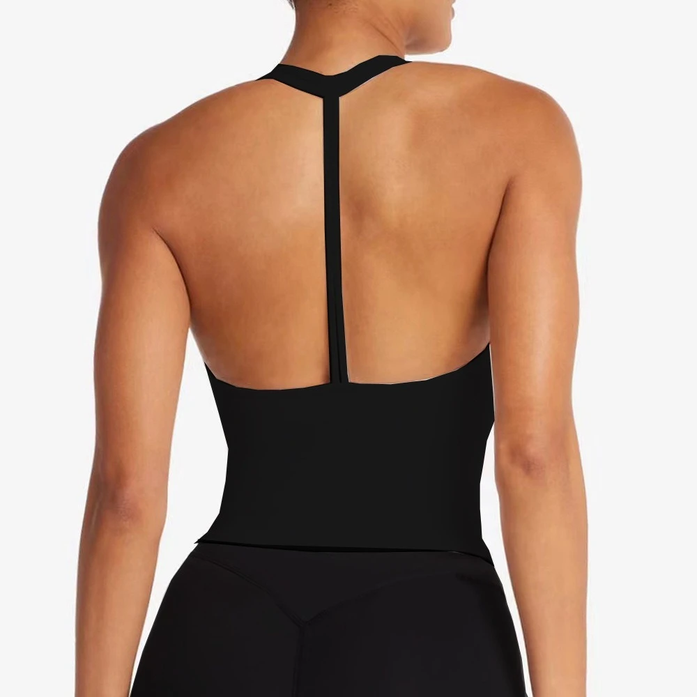 

Women Yoga vest sexy halter halter fitness wear with chest pad Sports bra Sports shorts Yoga fitness clothing tank top