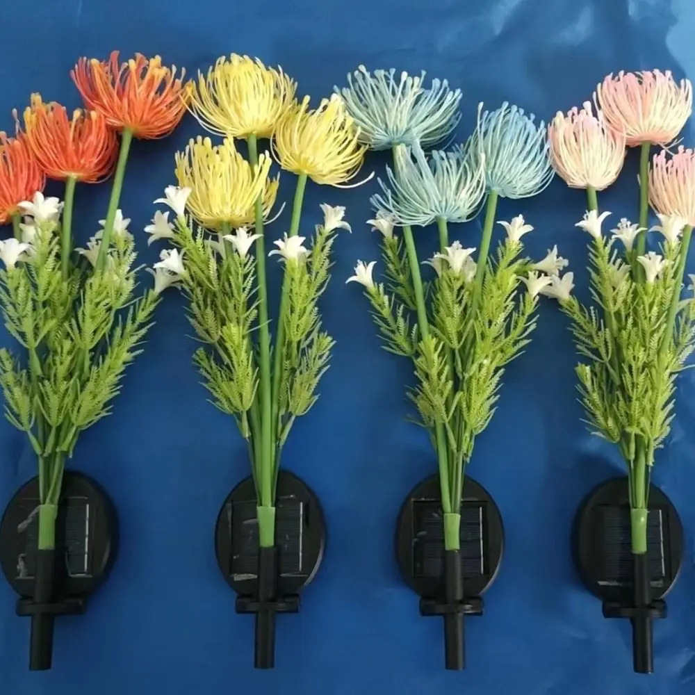 Waterproof Design Solar LED Lights Realistic Flower High Quality Solar Garden Lights 3 Heads Design Glowing Stems Flower Lamp