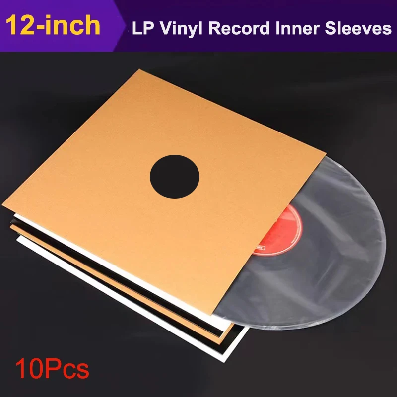 10Pcs 12 Inch Vinyl Record Sleeves Album Protective Covers Kraft Paper Vinyl Record Inner Sleeves Anti-Static LP Record Bags