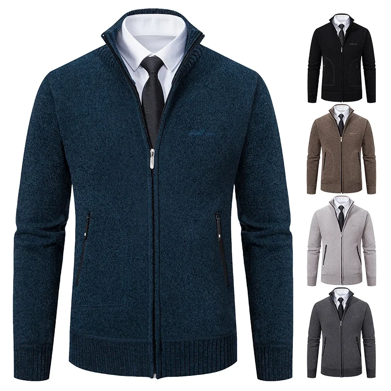 LIBIELIY 2025 Knitwear Spring And Autumn Men's Stand-up Collar Thick Warm Cardigan Sweater Winter Loose Casual Coat