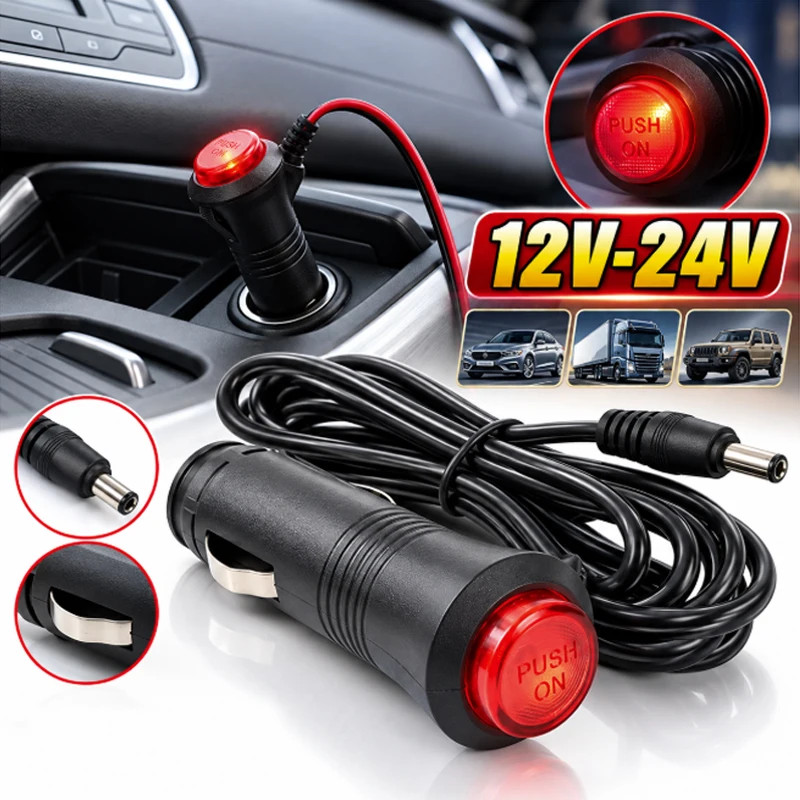 Universal 12-24V Car Cigarette Lighter Socket Charger Power Adapter Car Cigarette Lighter Motorcycle Power Plug Adapter Switch