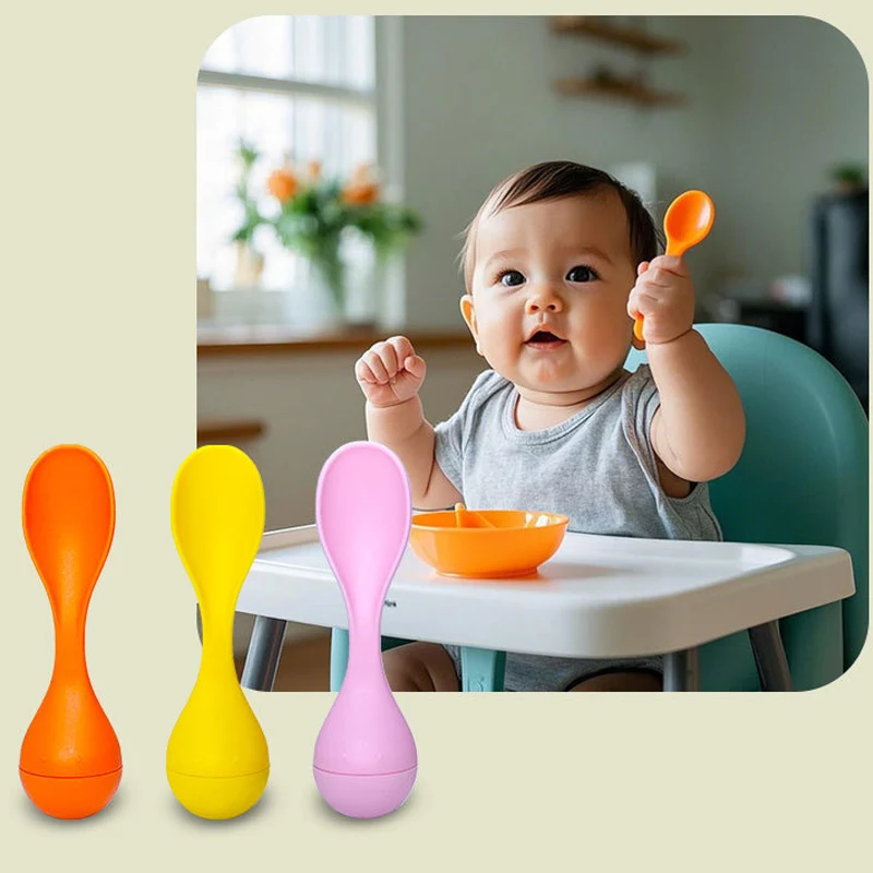 ملعقة شوربة للأطفال من رولي بولي، ملعقة شوربة بمقبض طويل للأطفال، ملعقة أطفال ثابتة، ملعقة أرز غير لاصقة، ملعقة منزلية