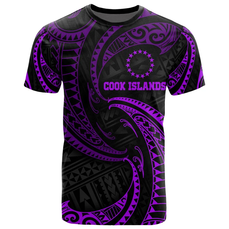 Cook Island 3D Print T Shirt For Men Clothes Round Neck Short Sleeves Casual Tops Polynesian Tshirt Streetwear Oversized T-shirt