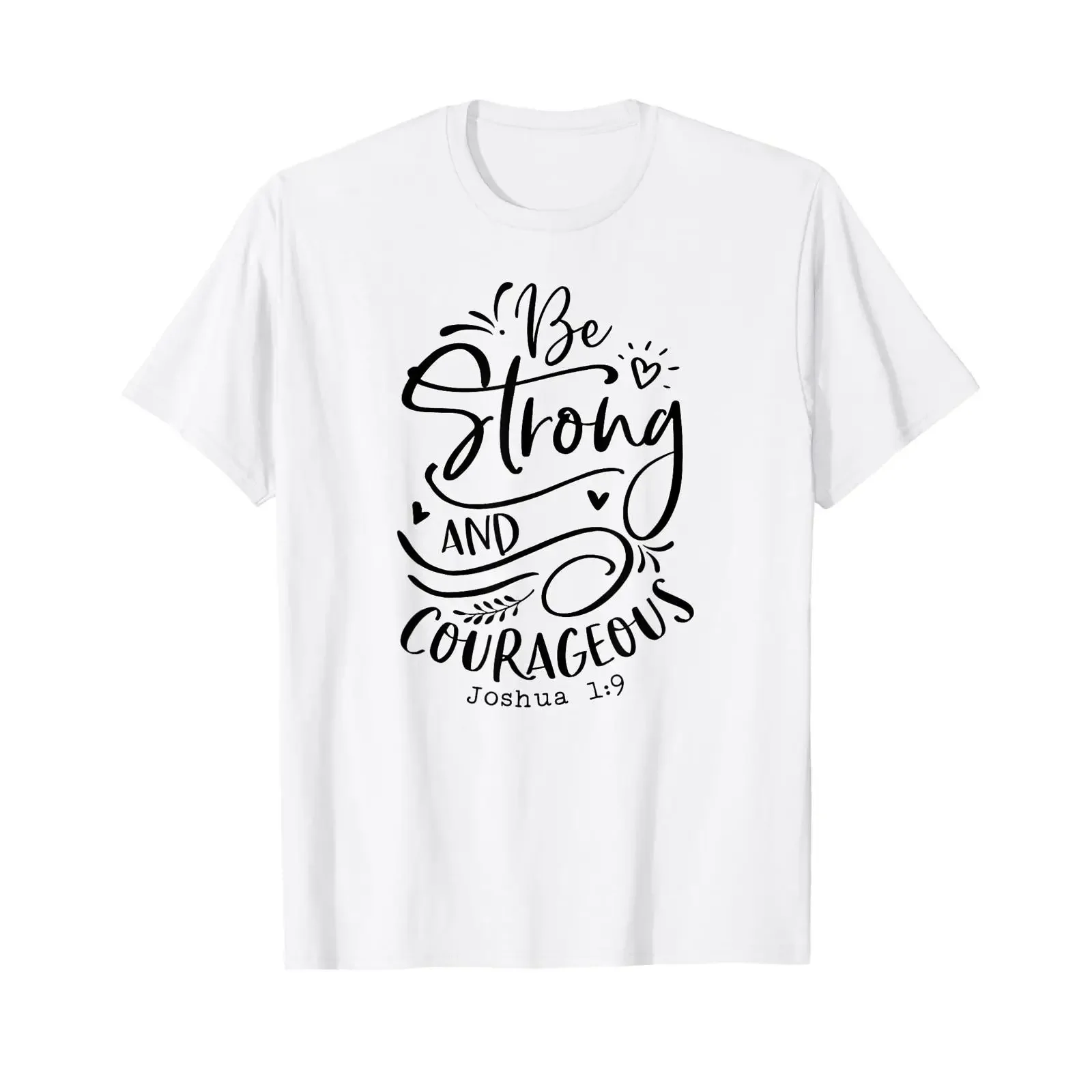 T-shirt « Be Strong and Courageous » Religieux Spirituel Vintage Streetwear Délavé Légèrement Respirant Décontracté Graphique