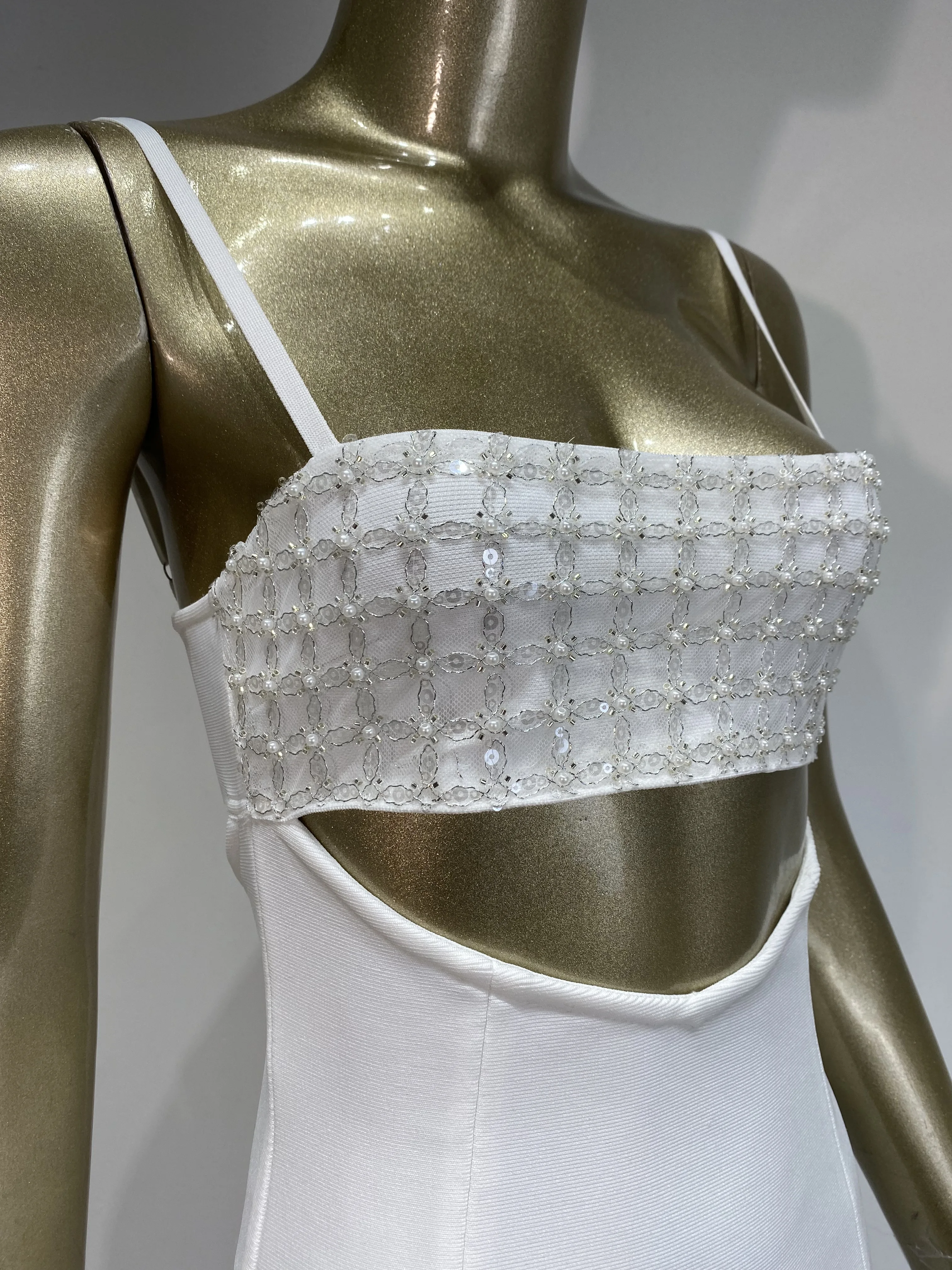 Women Long One-Piece Dress Gown Summer Spaghetti Strap Sequines Bustier Cut Out Maxi Long Celebrity Evening Party Bandage Dress