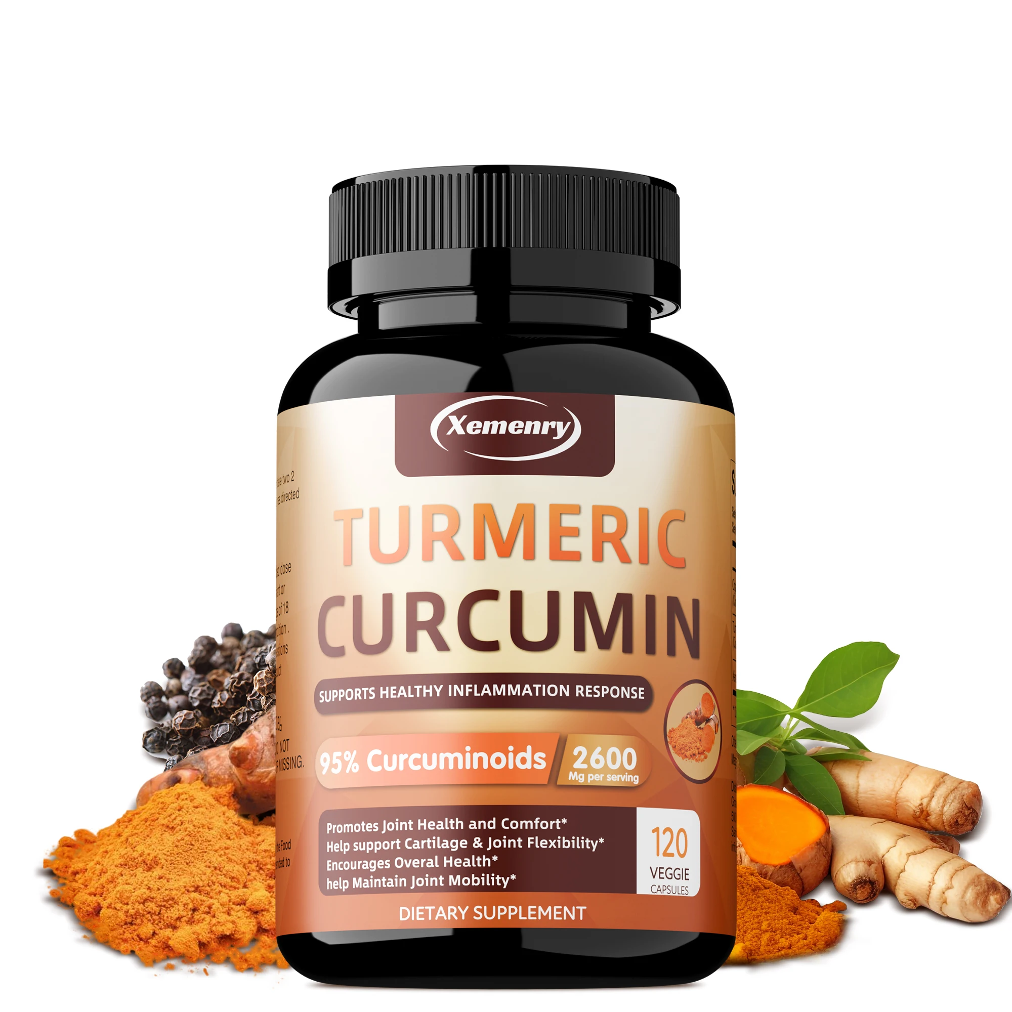 

Turmeric Curcumin Capsules - with 95% Curcuminoids - Joint & Healthy Inflammation Support - 120 Capsules