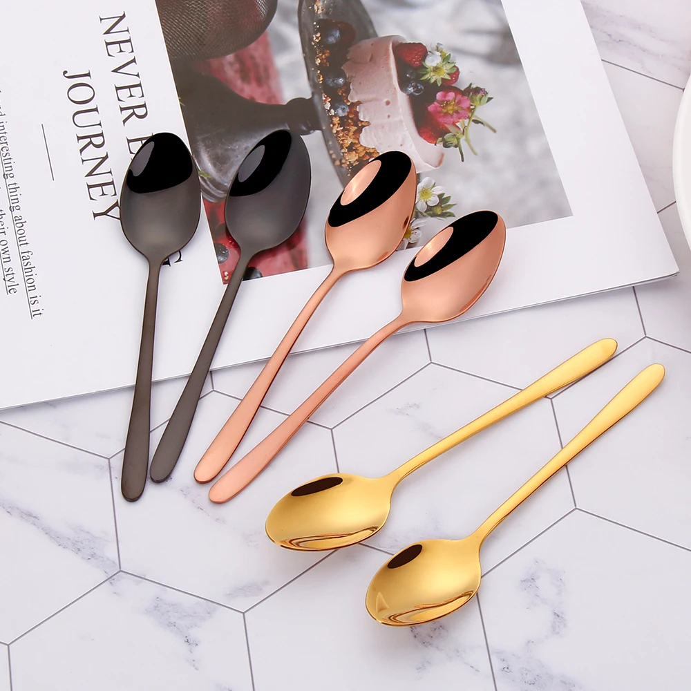 1/2/3 Pieces Coffee Spoon Set Stirring Teaspoons Stainless Steel Cutlery Set Cake Dessert Spoon For Home Party Gold Tableware