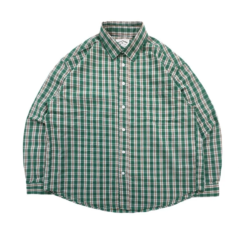 

DetourStudio Japanese Cotton High-density Loose Long Sleeved Plaid Shirt Jacket for Men's Fashion