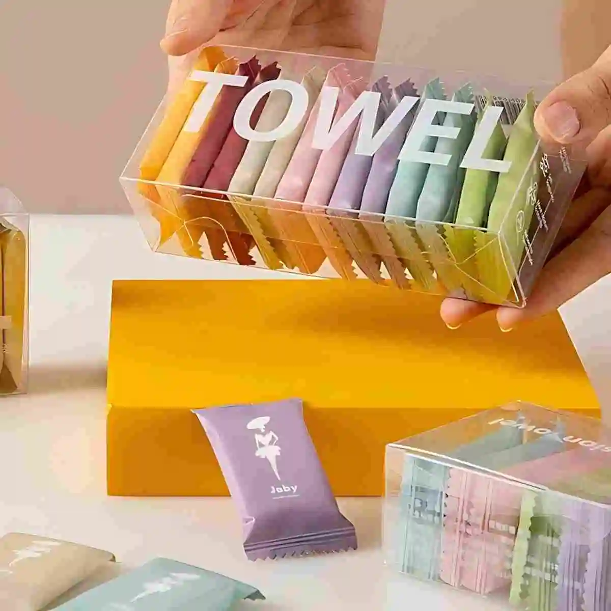 Compressed Cotton Towels Independent Package Soft Face Towel Travel Portable Valentine Couple Gift - Detail 1