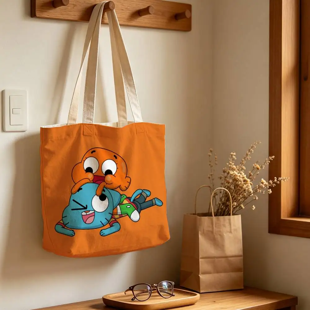 The Amazing World of Gumball  Printed Canvas Tote Bag with Zipper for Work School and Travel