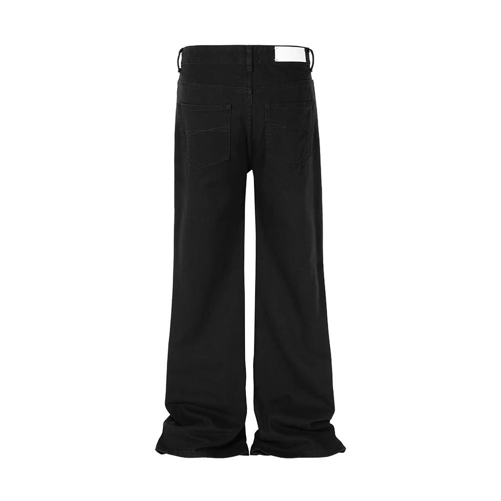 Streetwear Black Color Vintage Baggy Flared Jeans for Men and Women Ropa Hombre Straight Boot Cut Oversized Denim Trousers