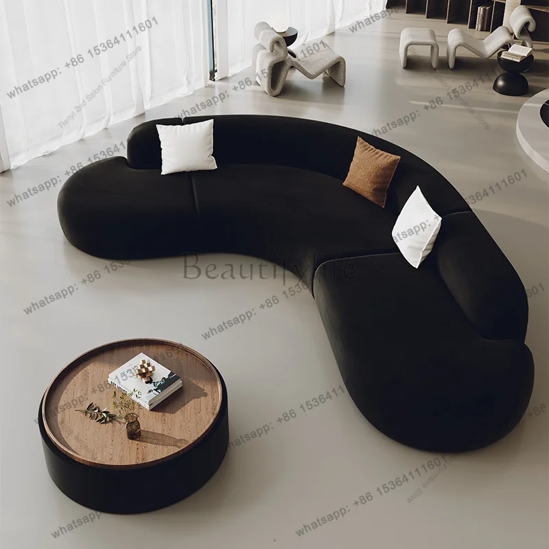 Factory Direct Sales Nordic Creative Rest Area Reception Sofa Luxury Minimalist Style Beauty Salon Curved Sofa Office Furniture