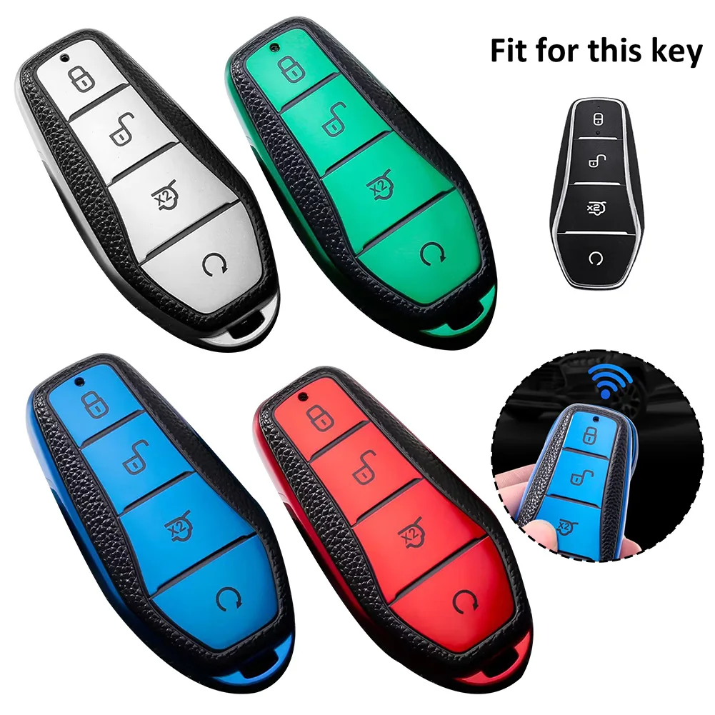 Car-TPU Car Remote Key Case Cover Shell For Byd Song Plus Yuan Pro Atto 3 Han Car-TPU Leather Shell Fob Case Key Cover     